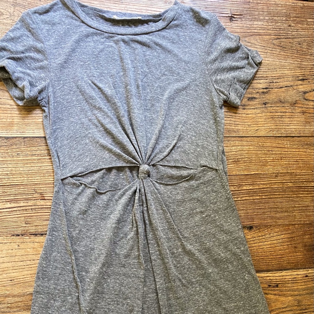 Gray Short Sleeve Dress With Cut Outs Small